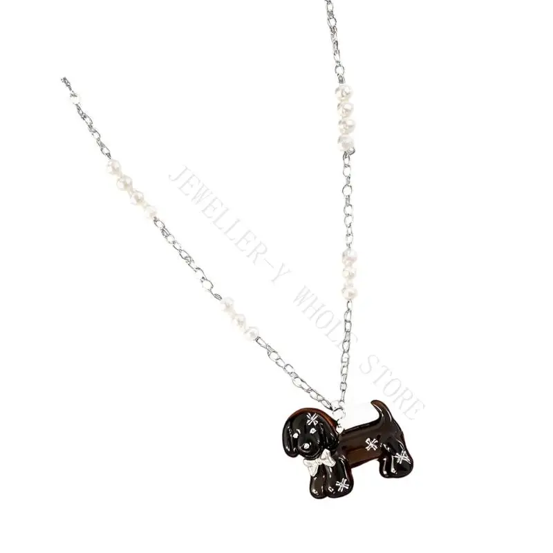 R7UF Date Night Dog Pendant Necklace with Playful Chain Styling, Daily Wear Statement Neckchain and Gift Ready Appeal