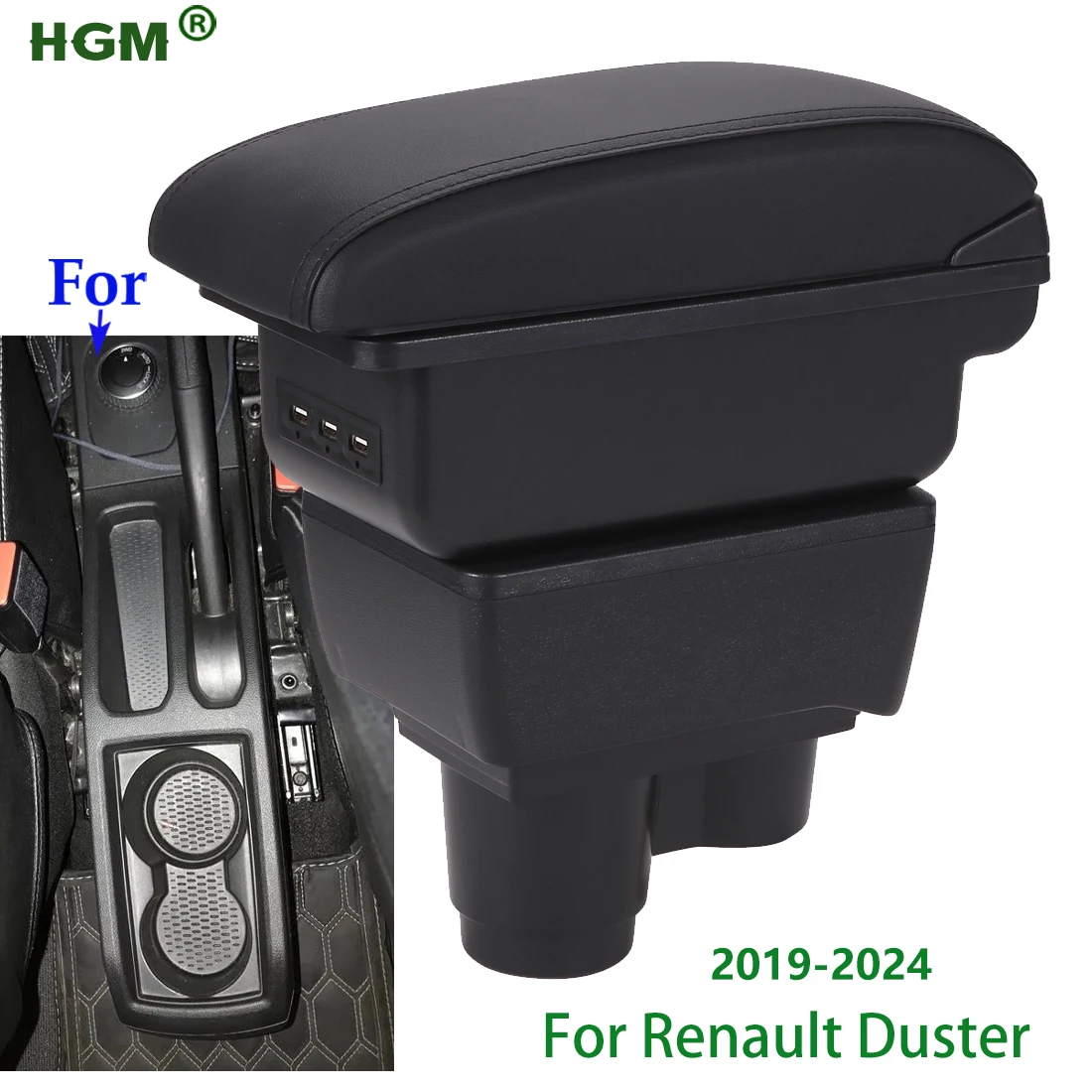 

For Renault Duster Armrest Box For Dacia Duster Car Armrest 2019-2024 Retrofit parts Storage Box Bracing heighten Car Accessorie