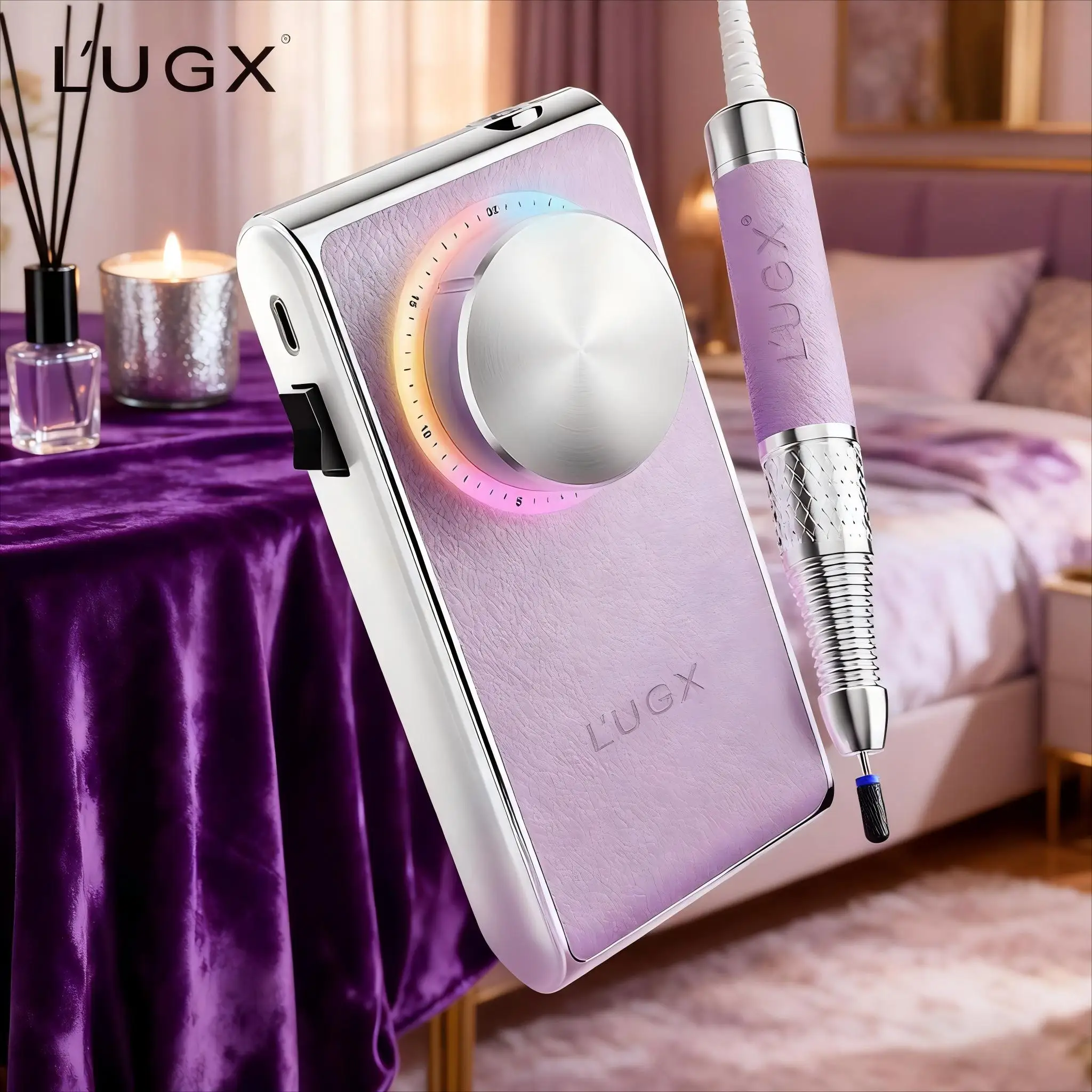 مطحنة صالون الأظافر الصامتة عالية القيمة من LUGX، تصميم كوب مجوف من جلد الضأن الجديد مصنوع من البلاستيك المتين #3