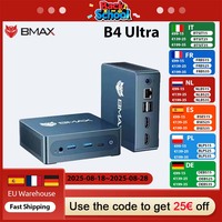 BMAX B4 Ultra Mini PC Windows 11 PC Intel N150 16GB 512GB SSD 2*HDMI 1*Type-C Supports 4K@60Hz 1000MHz Intel Graphics Bluetooth