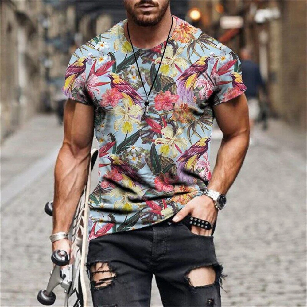 Summer New Ethnic Style Original Men\'s T Shirts Fashion Unisex Casual Printed Tee Personality Oversized O-Neck Short Sleeve Tops