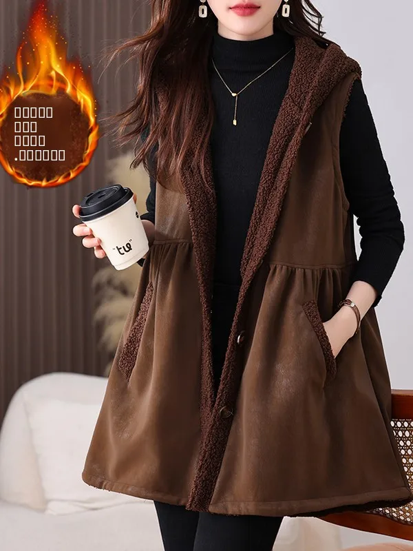 معطف شتوي من الفرو والجلد مقاس كبير مع غطاء للرأس من Meimei Big Brand Commute Sle Pure...