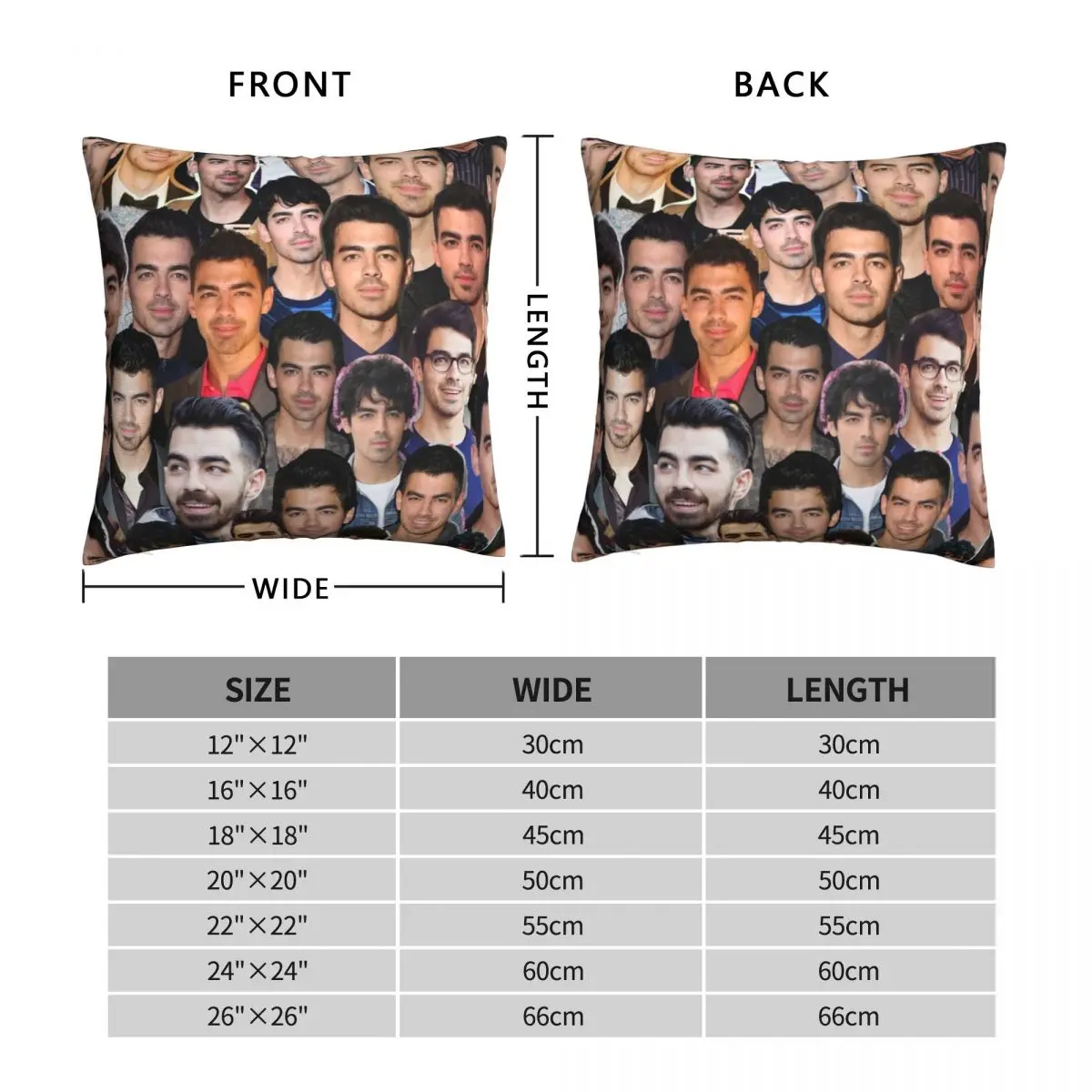 Joe Jonas Collage Square Pillowcase Polyester Linen Velvet Creative Zip Decorative Throw Pillow Case Home Cushion Cover