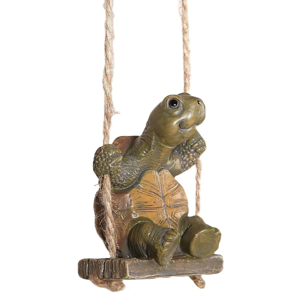 

Resin Swing Turtles Statue Creative Craft Sitting Turtles Sculptures Funny Animal Figurines Hanging Ornaments Home Decoration