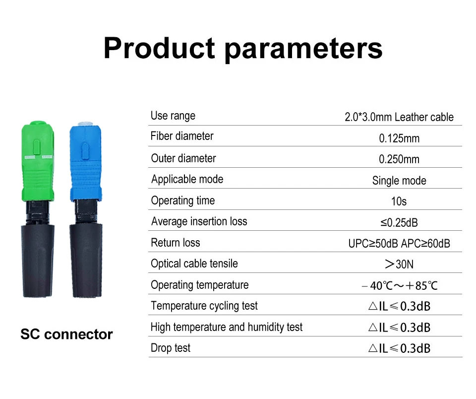 Fast Connector SC  APC UPC Embedded Fiber Optic Connector Quick Connector Cold FTTH  Single Mode  Optic Fiber Quick Cold