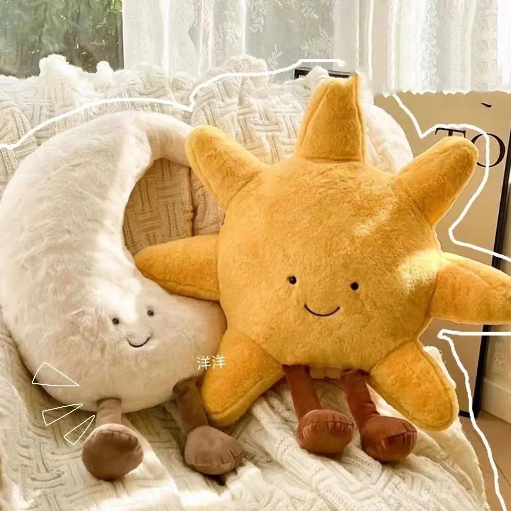 *&Hot Smile Moon Star Sun Cloud Plush Pillow Stuffed Soft Cartoon Weather Sofa Decor Toy Cushion for Kids Bedroom Office