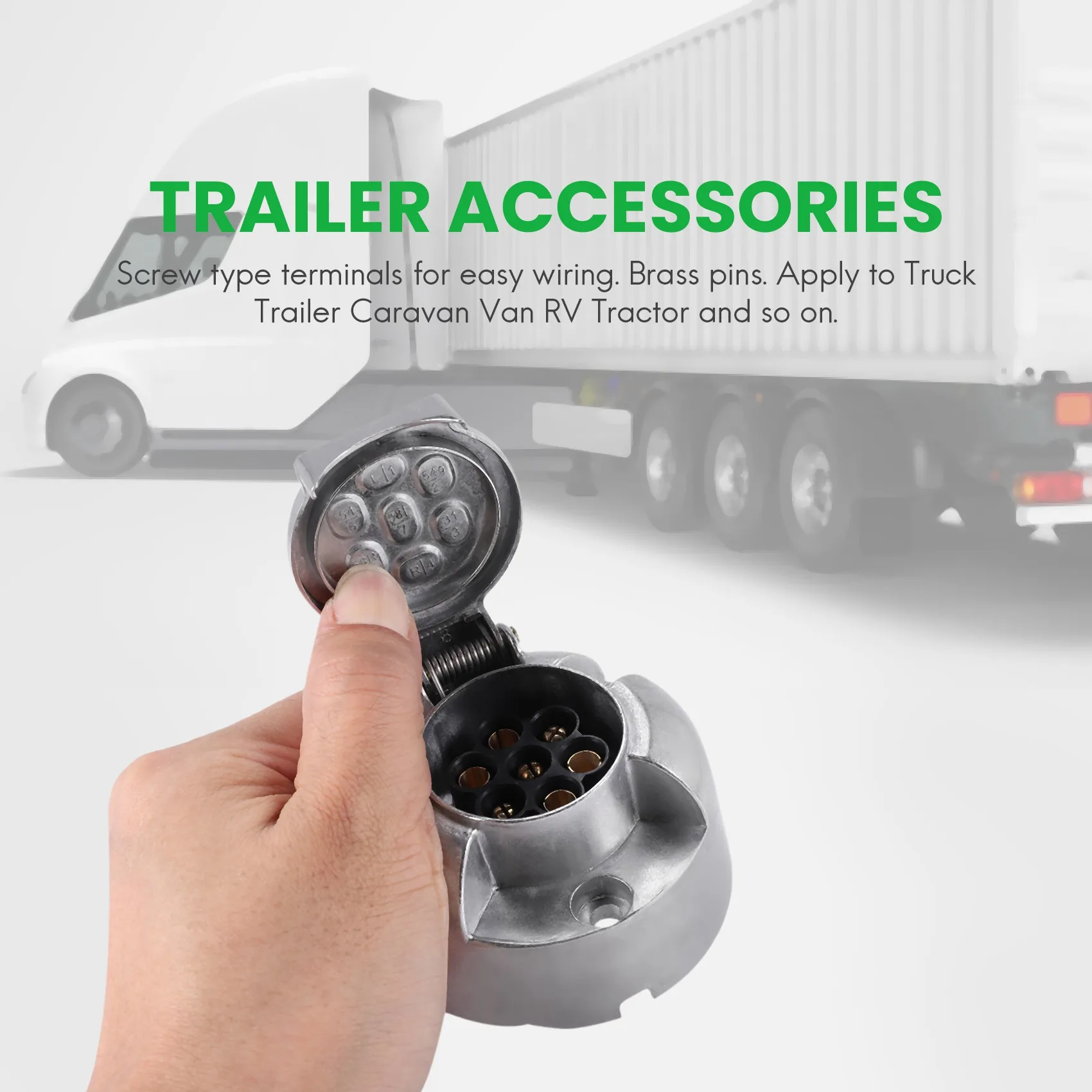 Trailer Accessories- 7 Pin Trailer Plug 12V Rv Sockets Towbar Towing 7Pin Metal Trailer Connectors Eco-Friendly