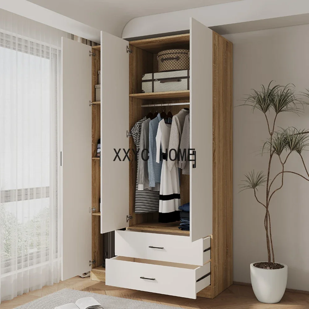 Customized: Three-door wardrobe, home bedroom, 1.5 meters, small apartment, modern and simple, swing door, 3-door wardrobe, stor