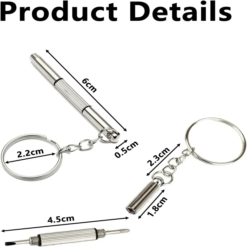 100/5pcs Glasses Screwdriver Eyeglass Screwdriver Watch Repair Kit with Keychain Portable Hand Tools Precision Screwdriver Tools