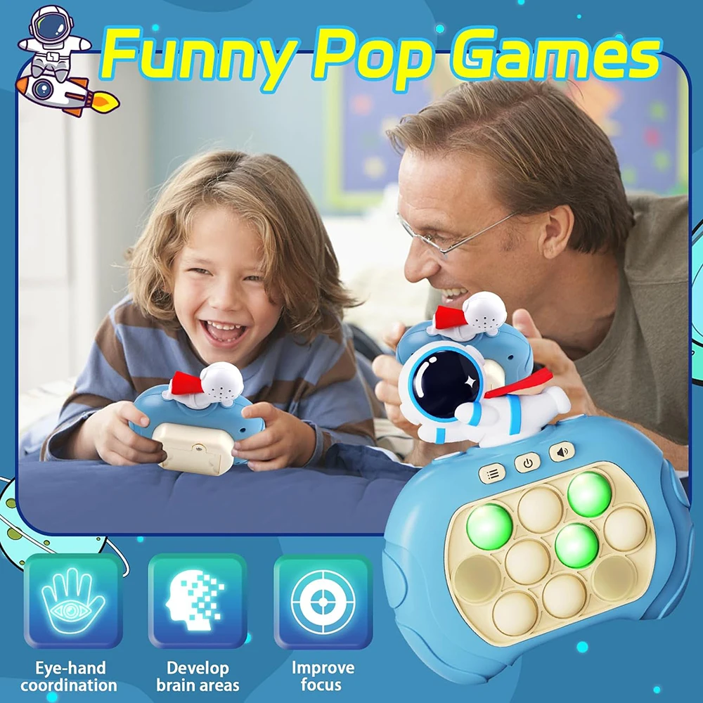 Pop Quick Push Bubbles Game Fidget Toys Handheld Games For Kids Adult Anti Stress Sensory Toys Funny Light-Up Whac-A-Mole Game