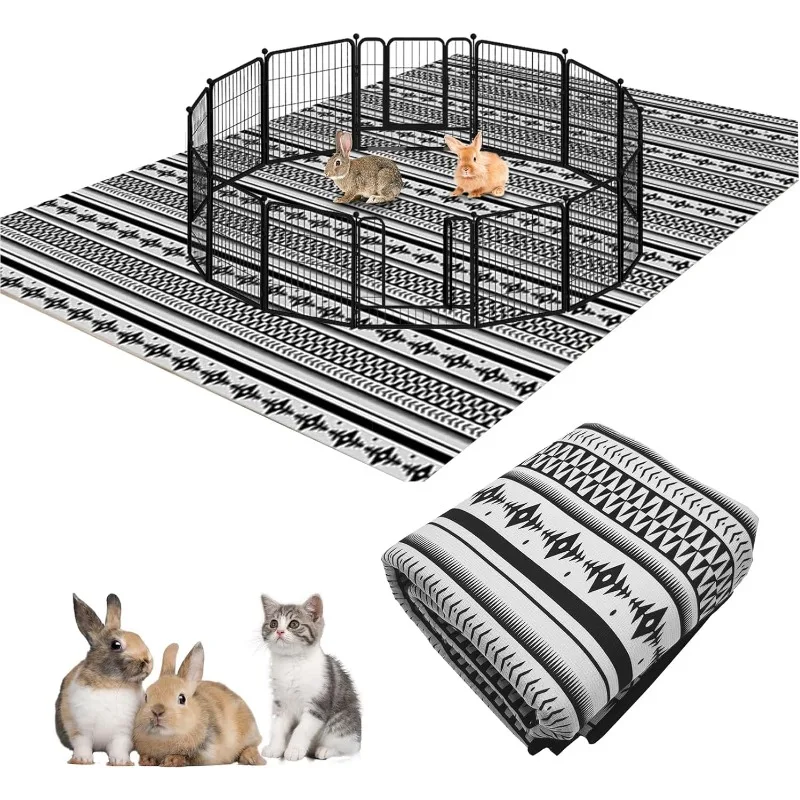 

91" X 63" Extra Large Rabbit Cage Liners Washable Reusable Bunny Bedding Pets Dog Whelping Pads with Anti Slip Bottom Pad