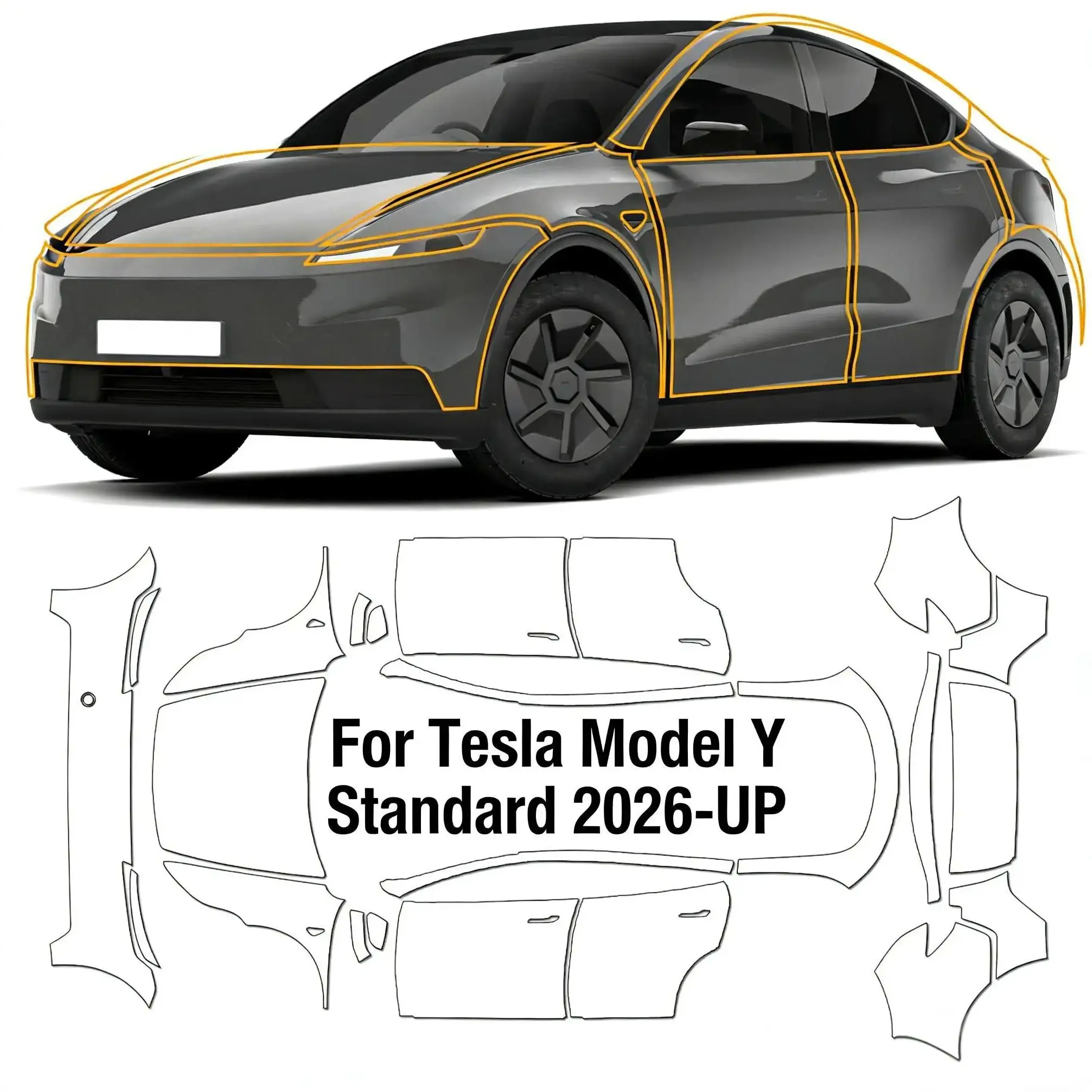 8.5Mil TPU Scratch-resistant Clear Paint Protection Film For Tesla Model Y Standard 2025 2026 Body Transparent Bra Per-cut PPF