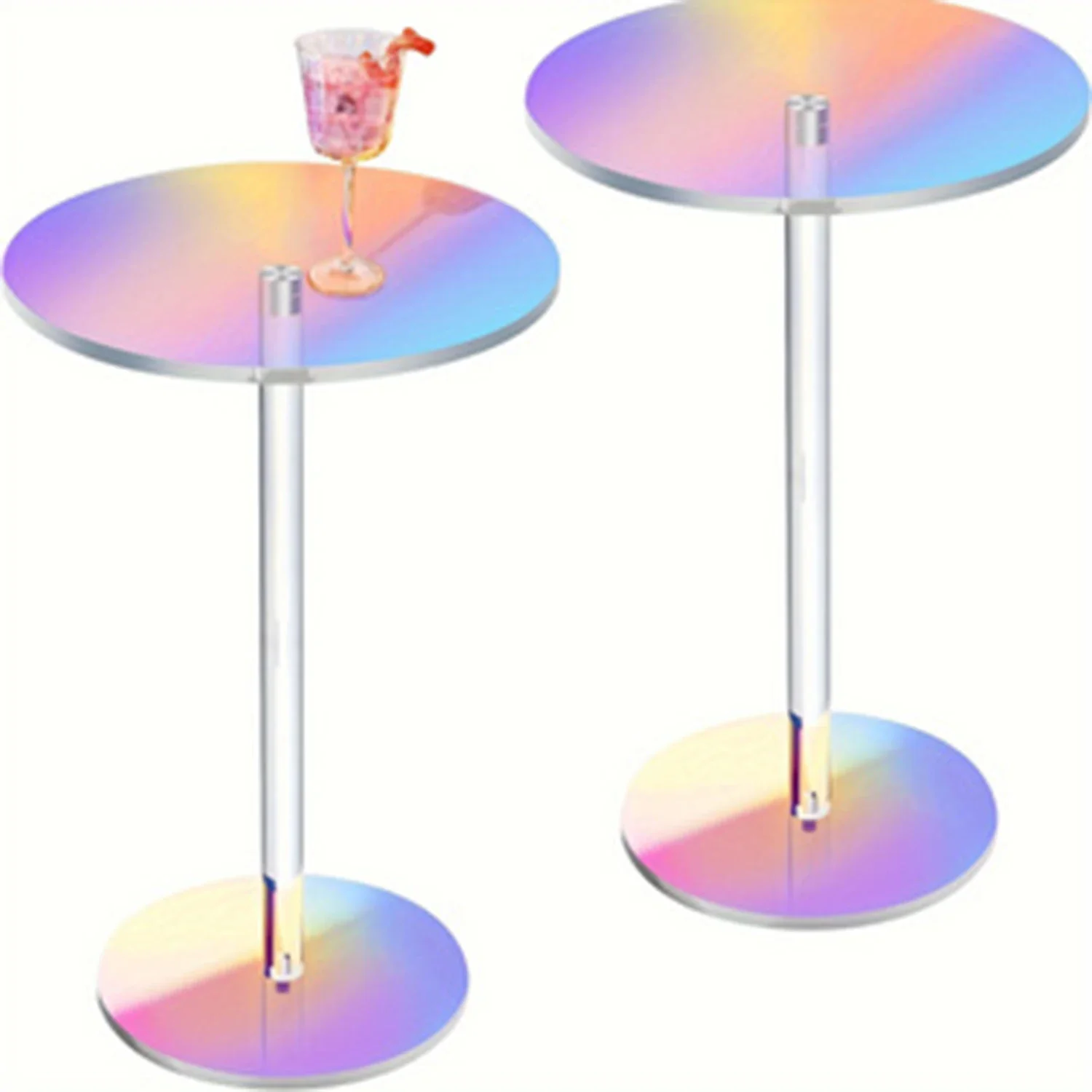 

Luxurious Iridescent Acrylic End Table 1PC, Compact Versatile Design for Living Room & Bedroom, Sturdy Thick Impact Resistant