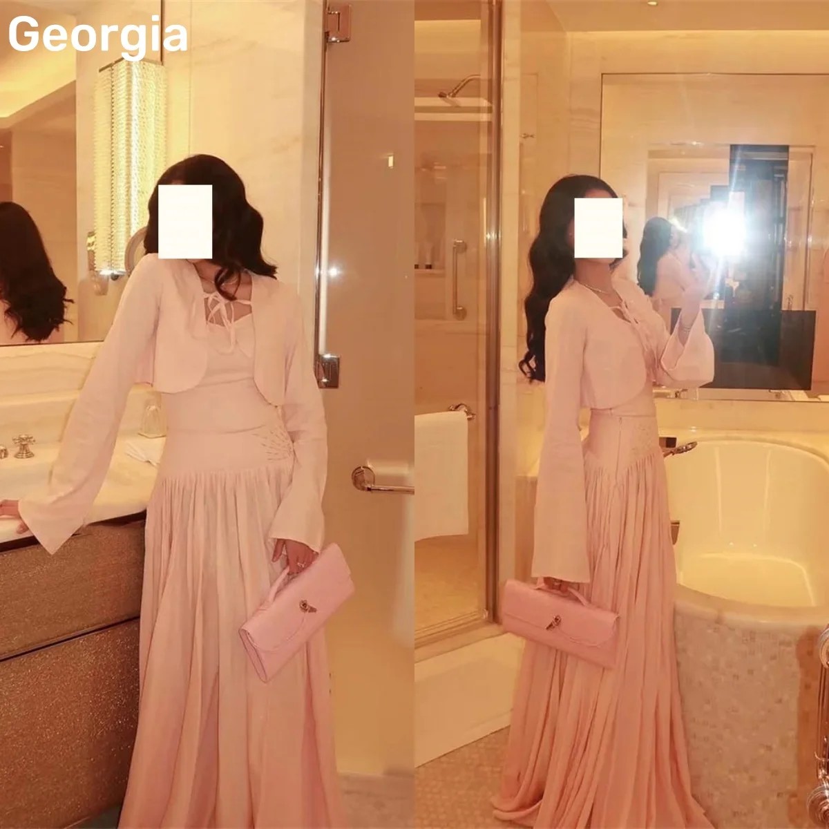 

A-Line Customized Strapless Floor-Length Luxury Evening Dresses Beadings Zipper Up Wedding Party Dress Long Sleeves Vestidos De