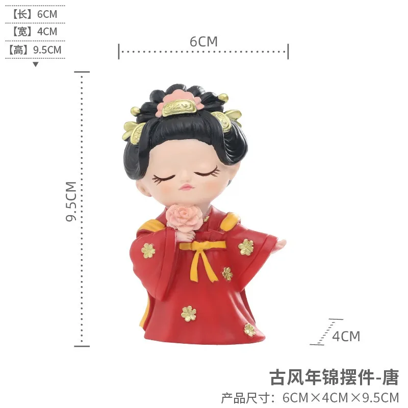 Ancient Tang Style Hanfu Doll, Handmade Resin Sculpture, Desktop Figurine for Home Decor, Cultural Gift and Travel Souvenir