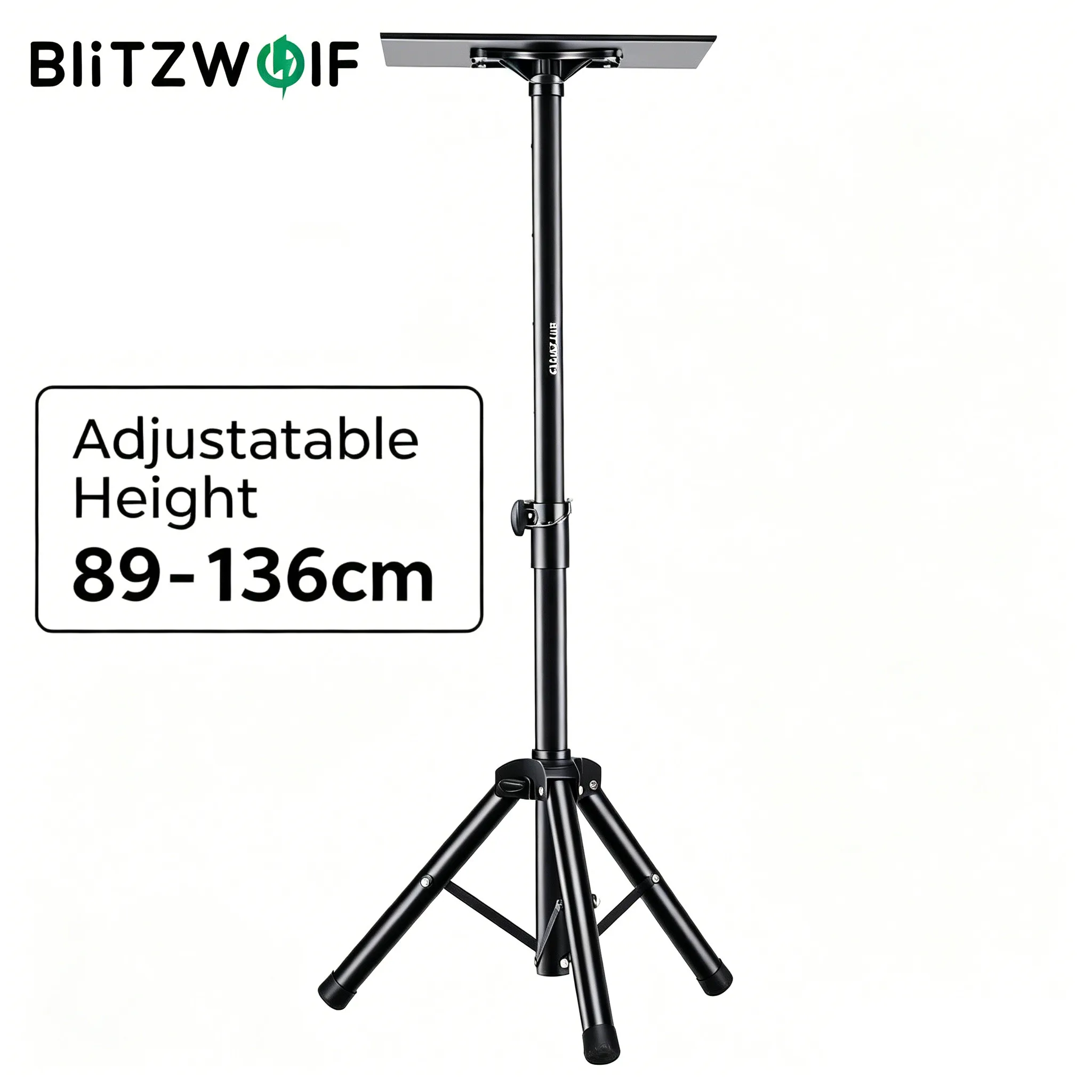 Trípode para proyector Blitzwolf BW-VF5, altura ajustable de 89-136 cm con bandeja de 37x26,5 cm, base plegable resistente para proyector