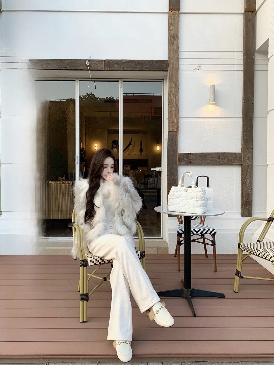 

Удобные широкие брюки на флисовой подкладке в корейском стиле, повседневные длинные брюки для женщин, осенне-зимняя мода, брюки больших размеров