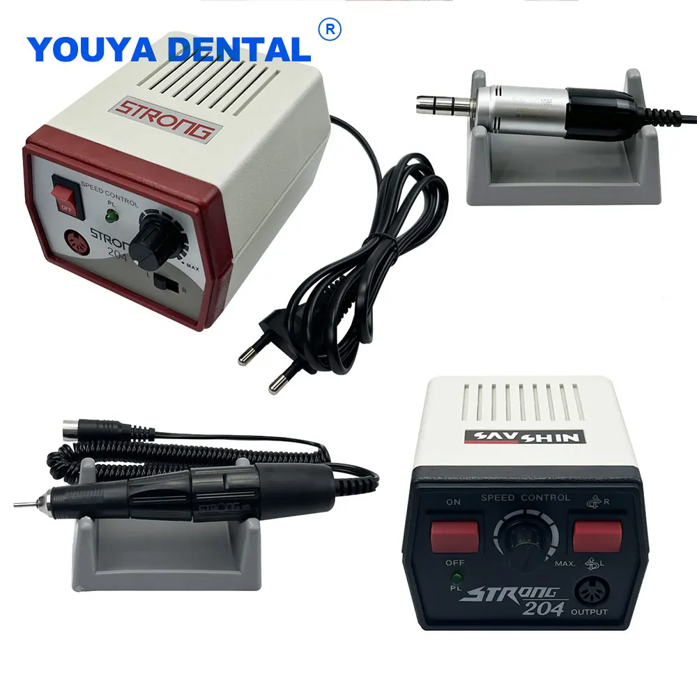 Micromotor Strong 204 35000 RPM Polishing With 102/108E Electric Drill Handle Grinder Polish Equipment Nail Drills Hand Machine