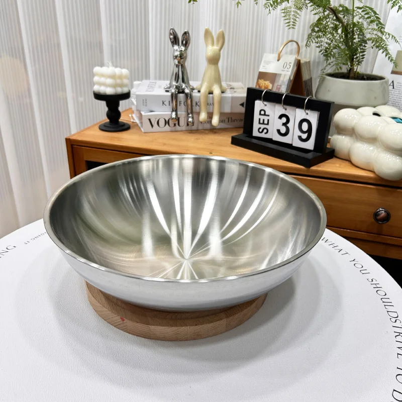 

Thiened 304 Stainl Steel Chinese Sle round Bowl for Waing Vegetables ing Dough And Hot Pot Ideal for General Use