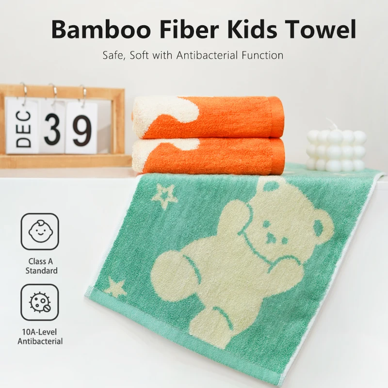 25 x 48 cm Bamboo Fiber Towels Cute Bear Bath Towel Washcloth Cotton Towel Soft Absorbent Towels Multipurpose Use For Child