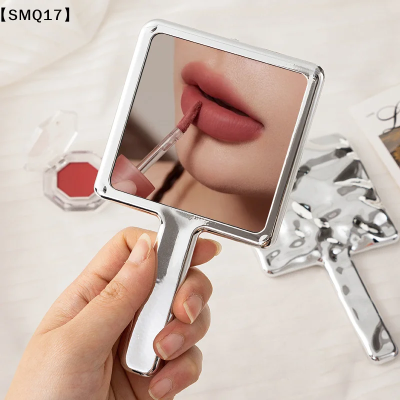 Square Handheld Makeup Mirror Liquid Shape Vanity Mirror With Handle Hand Mirror Spa Salon Compact For Eyelash Extension【SMQ】