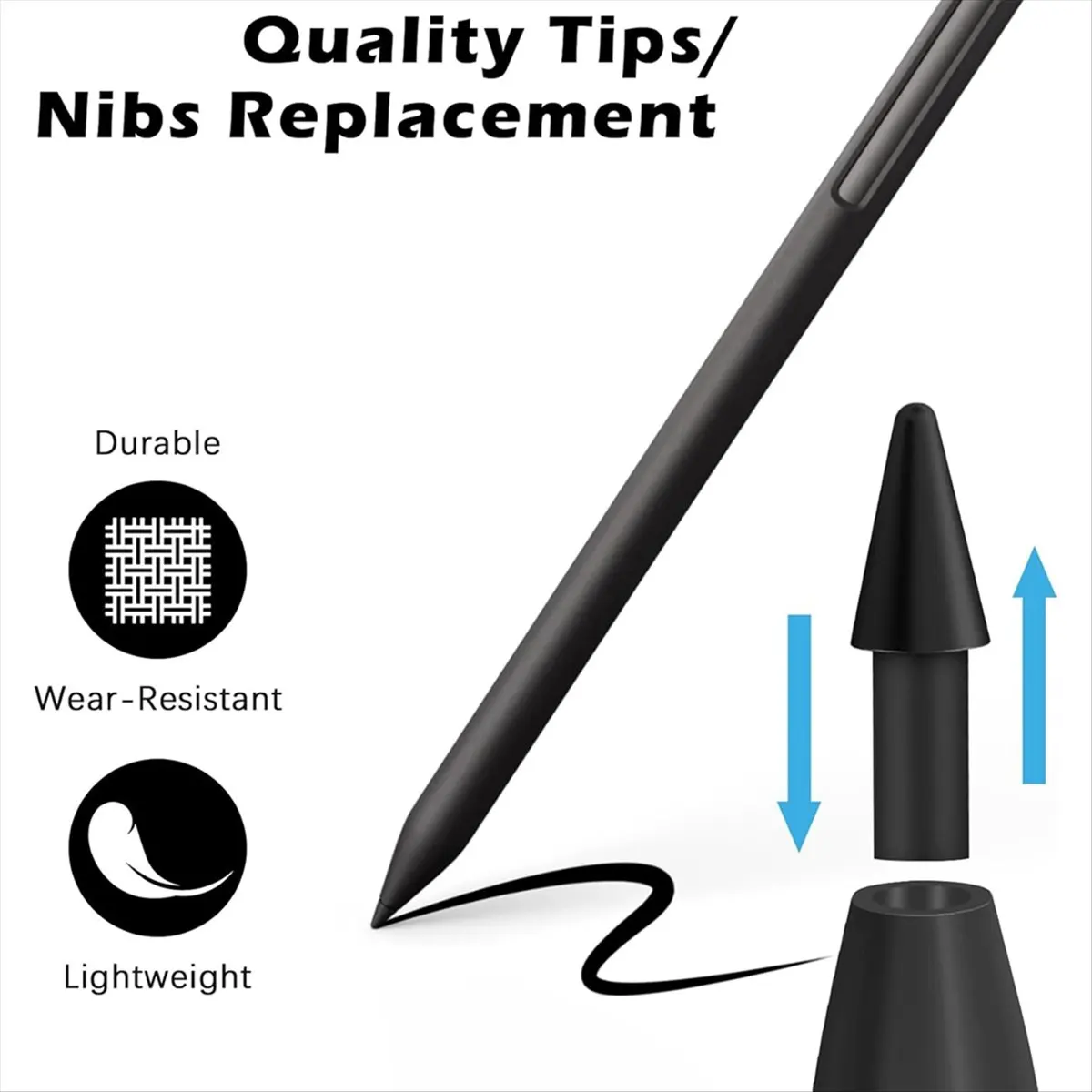 ABZT 12-Pack Replacement Nibs for Paper Pro Pen, -Carbon-Filled Tips for Precise Writing & Sketching