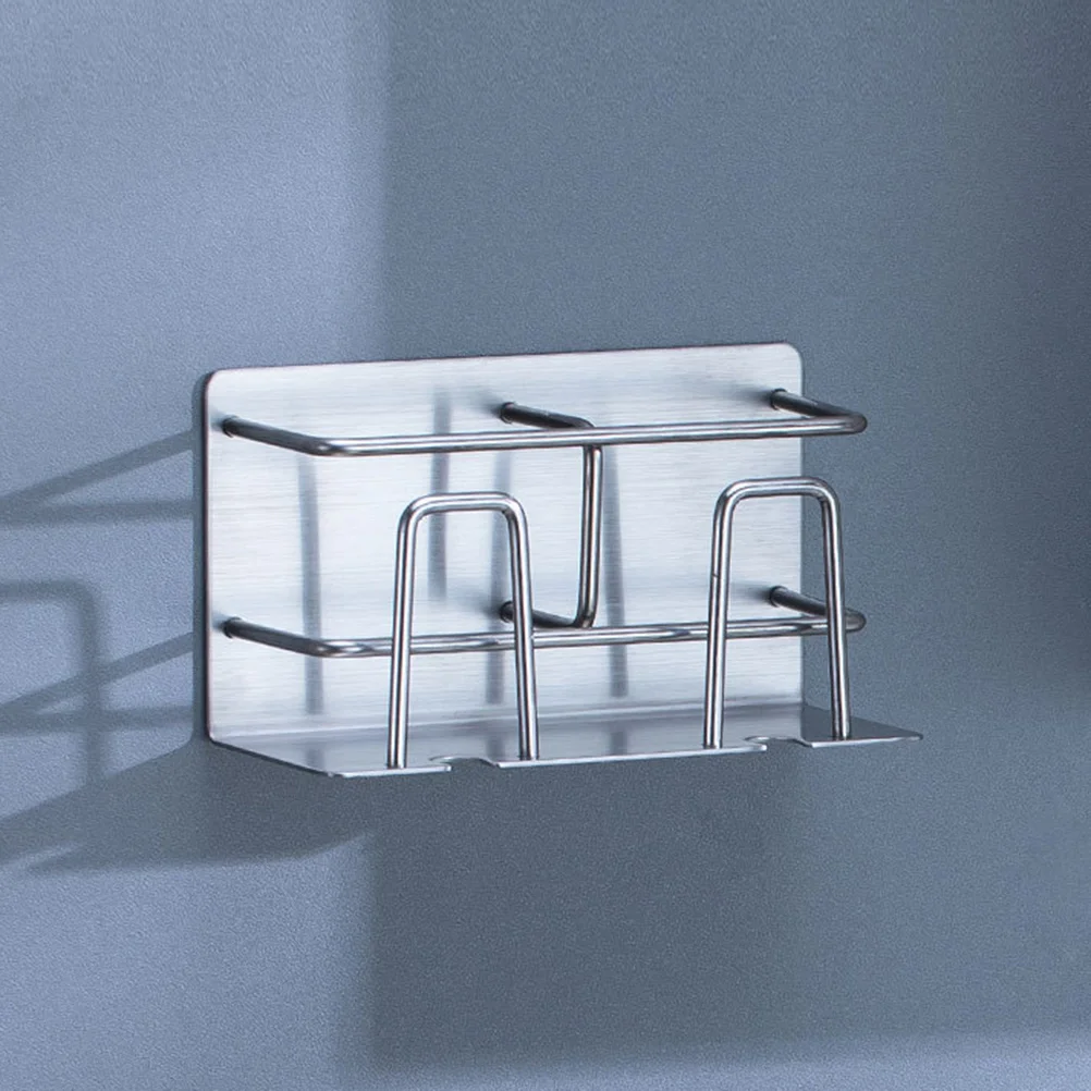 

Wall Mounted Toothbrush Holder Stainless Steel Self-Adhesive Bathroom Organizer For Kids Adults Ventilated Storage Rack