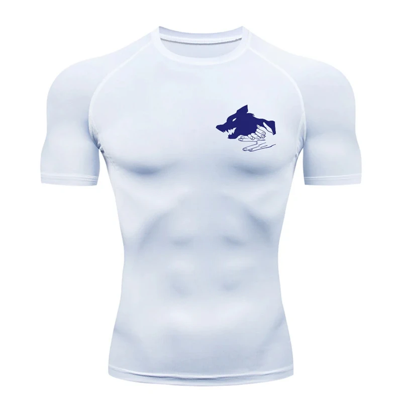 Camicia a compressione a maniche corte con stampa grafica per uomo T-shirt estive atletiche ad asciugatura rapida Top Allenamento in palestra T-shirt da allenamento per corsa