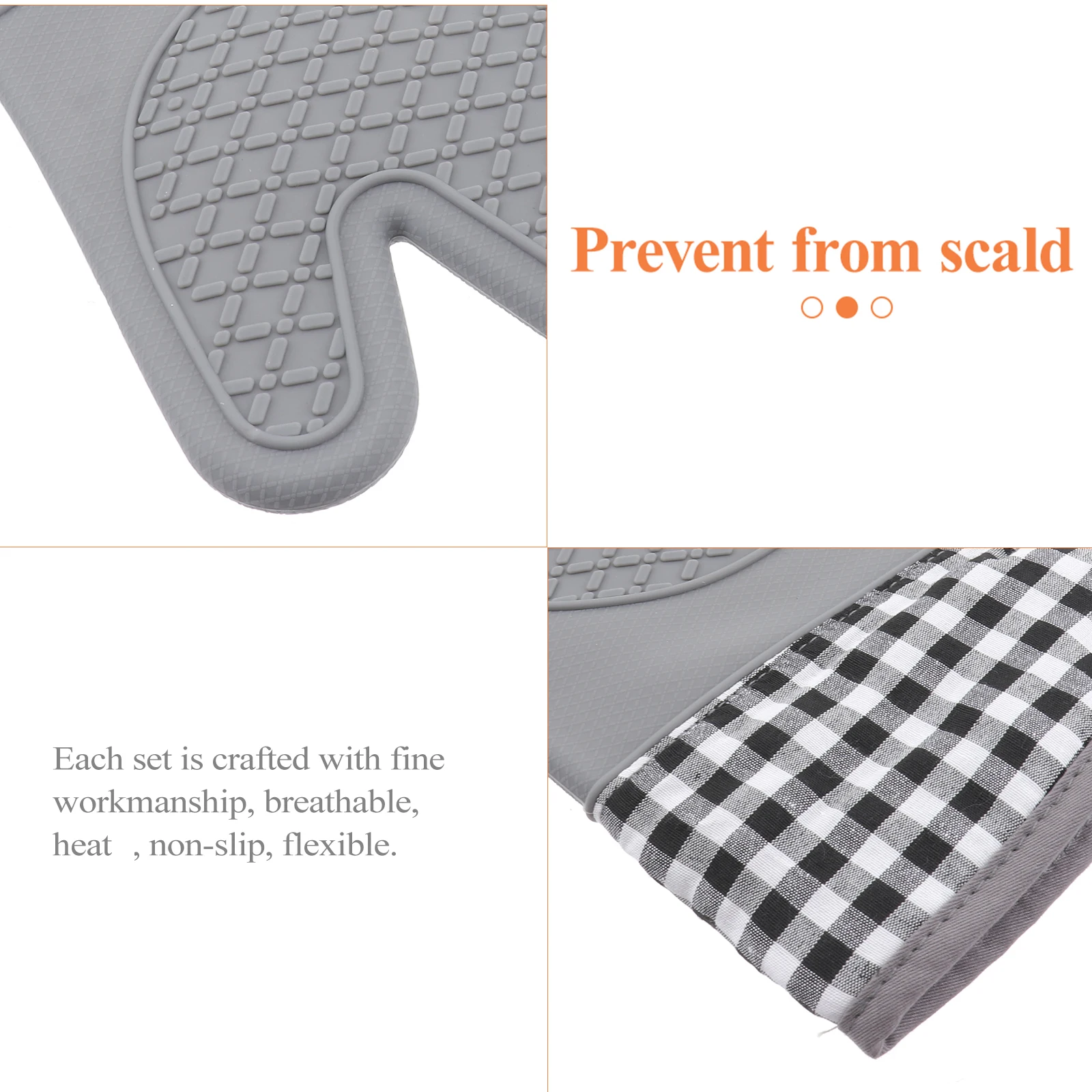 

Silicone Cotton Oven Mitts Heat Resistant Gloves Pot Holder Kitchen Potholder Premium Material Widely Used Bakeries Food