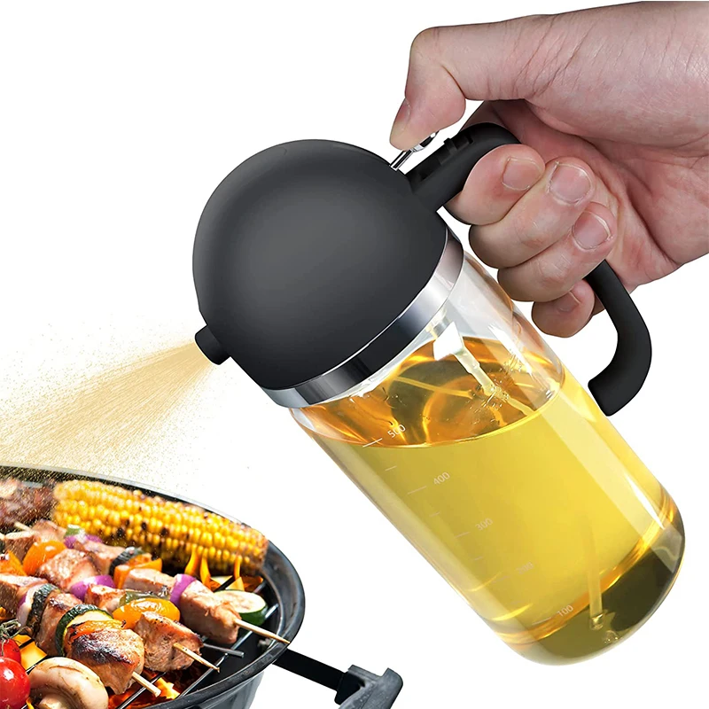 

2 In 1 Glass Olive Oil And Vinegar Dispenser 550ml Auto Flip Kitchen Cooking Mister for BBQ Salad Pour Oil Squirt Glass Bottle