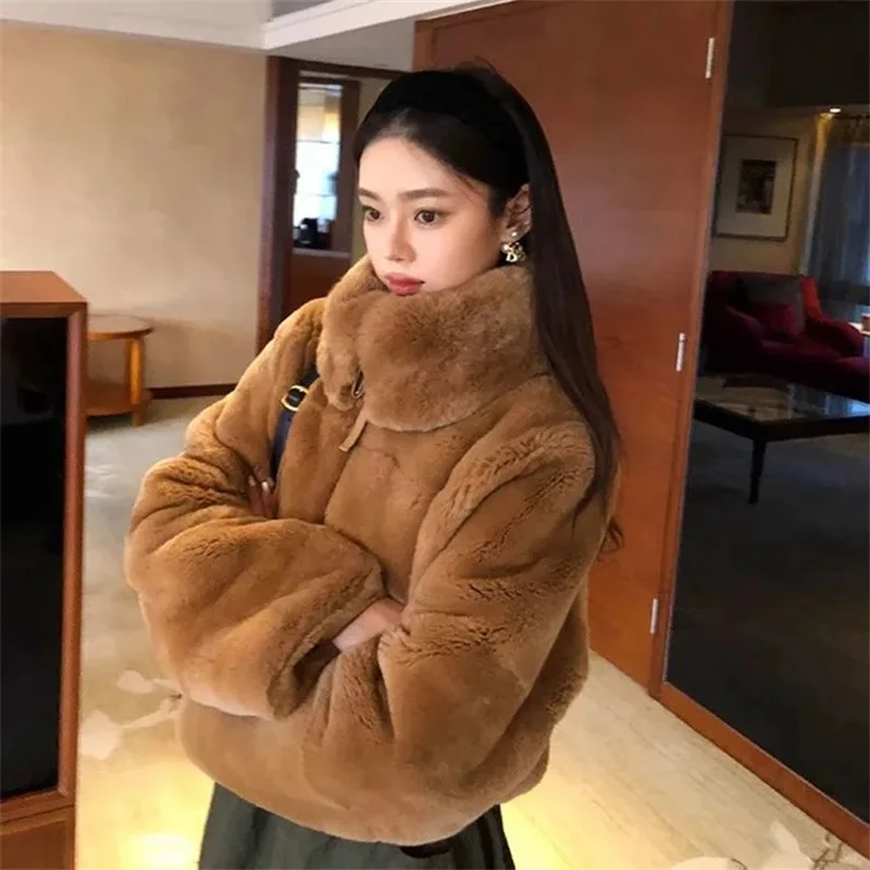 

Женское пальто Mao Mao для защиты окружающей среды, новинка зимы 2025, высококачественная куртка с воротником-стойкой, теплая верхняя одежда, короткая женская верхняя одежда