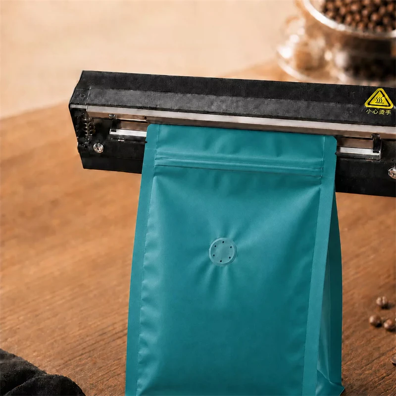 TETP 50Pcs Matte Green Aluminum Foil Coffee Bags With Air Valve For Coffee Beans Powder Snack Candy Tea Packaging Moisture-proof