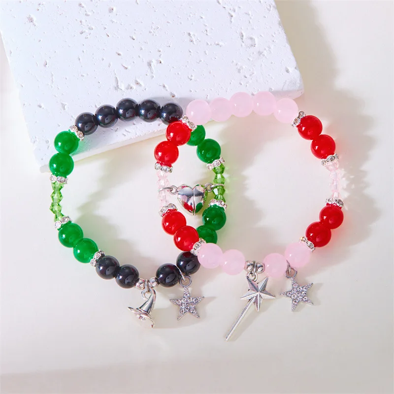 1Pair Magic Stick Hat Crown Pendant Beads Bracelet Couple Matching Bracelets Wicked Witch Movie Inspired Bracelet Lovers Jewelry