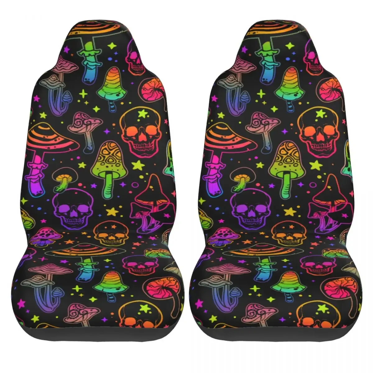 Bright Poisonous Mushrooms Skulls Universal Car Seat Cover for most cars For All Psychedelic Seat Covers Polyester Fishing