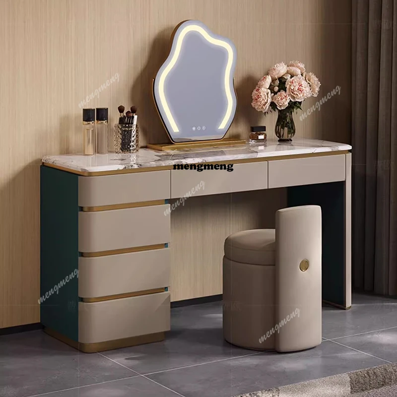 

Luxury Modern Vanity Table Wood Cosmetics Makeup Bedroom Dressing Table Mirror Chair Desk Cabinet Penteadeira Trendy Furniture