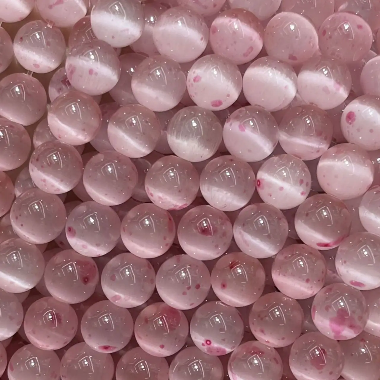 

Factory direct sales AAA pink red dot cat eye angel eye stone beads natural jewelry DIY bracelet accessories moon stone mermaid