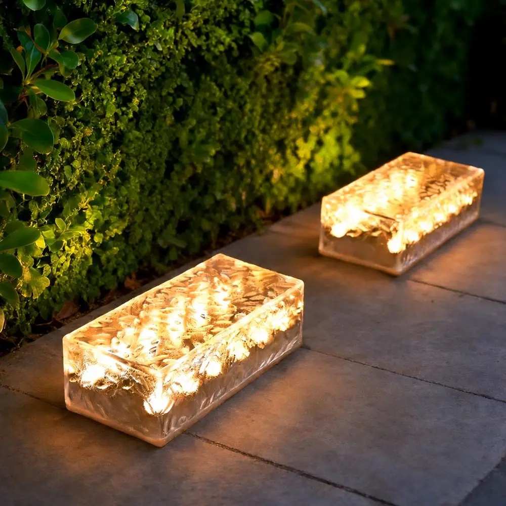 Solar Powered Solar Brick Light LED Rectangular Paver Landscape Lights Waterproof Ground Mounted Outdoor Solar Lights