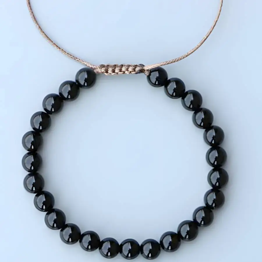 Genuine Matte Black Onyx Bracelet Adjustable String Wristband Healing Crystal Jewelry 8MM