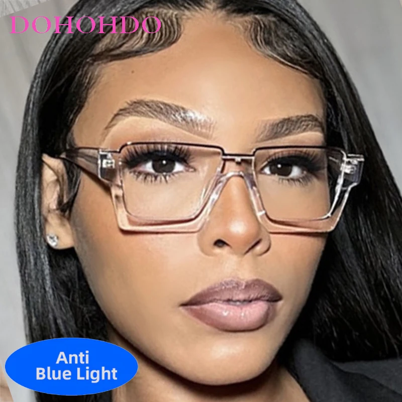 

Trending Big Square Frame Anti-Blue Light Eyewear Designer Brand Computer Reading For Office Work Men Women Optical Eyeglasses