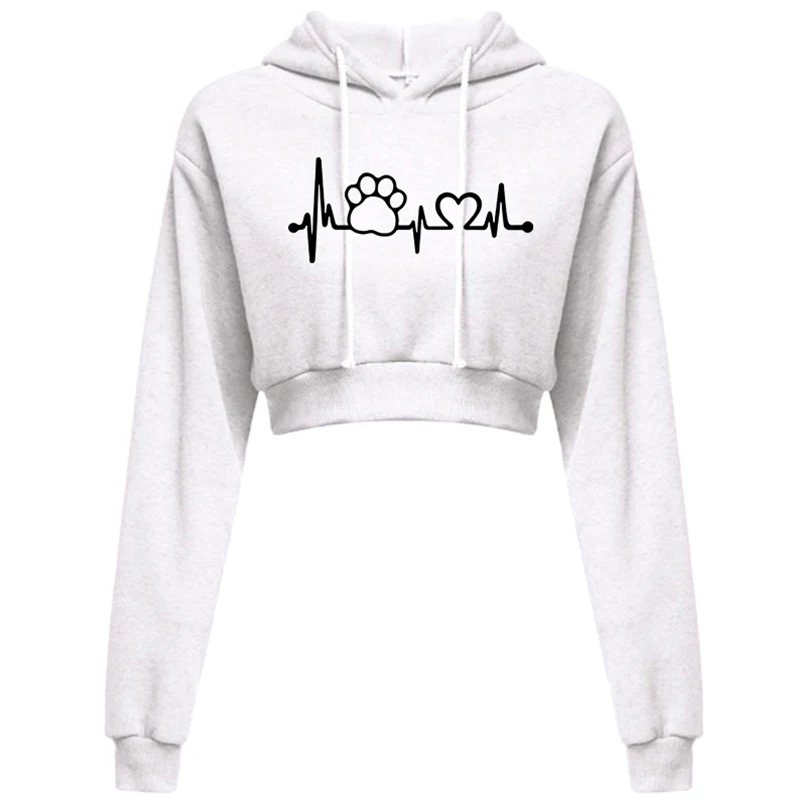 Customized logo new fashionable women\'s printed hooded women\'s long sleeved hooded sports shirt with exposed navel pullover