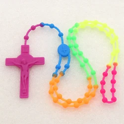 Luminous Catholic Christ Jesus Cross Plastic Rosary Crucifix Necklace Religious Church Decoration Wall Crosses Souvenirs Gifts