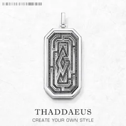 Pendant Maze Brand New Edgy Symbolic Labyrinth Lucky Jewelry 925 Sterling Silver Accessories Dog Tag Gift For Woman & Men