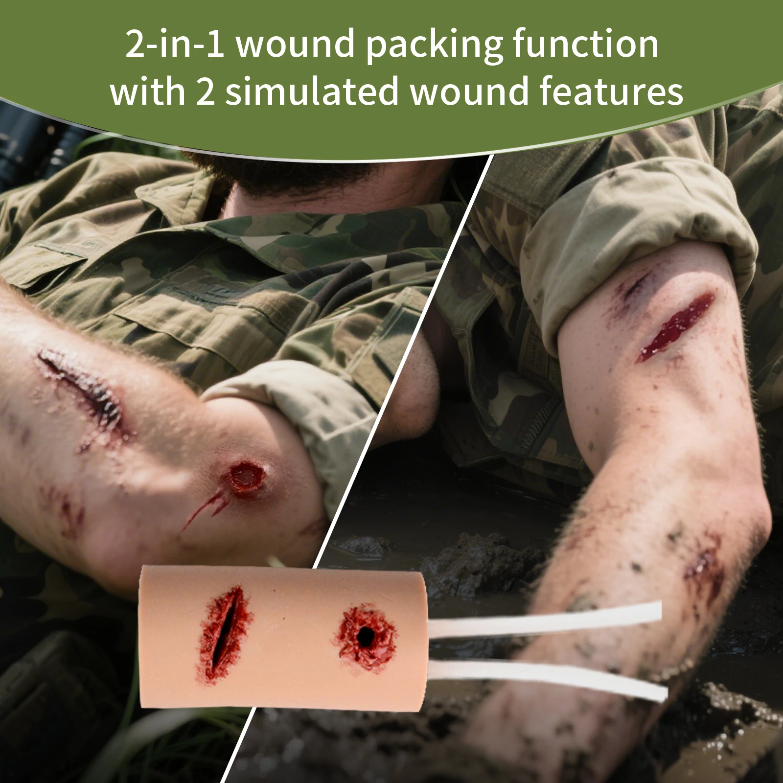 2-In-1 Multitask Wound Packing Trainer First Aid Training Stop Bleeding Simulator Model Gunshot Wound Laceration Wound