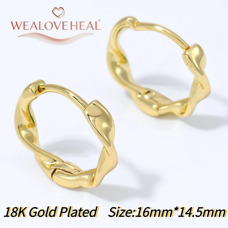 1 Paar 18K vergoldete Messing-Möbius-Twist-Huggie-Creolen für Damen, geometrische kleine Ohrringe für den Alltag, Party oder als Geschenk – Detail 22
