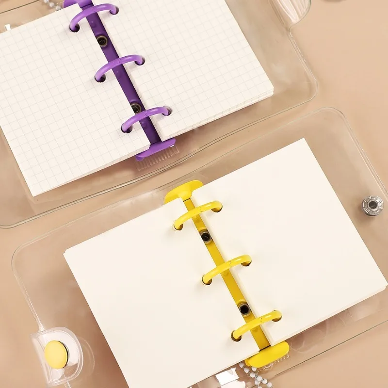 1Pc Creative Cute Transparent 3 ring Mini Loose-leaf Hand Book Student Portable Notebook ring binder School Supplies