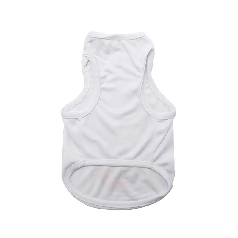 New Arrival Sublimation Blank White Polyester Puppy Dog Vest T- Shirt Casual Pet Clothes for Heat Press Printable Custom Logo