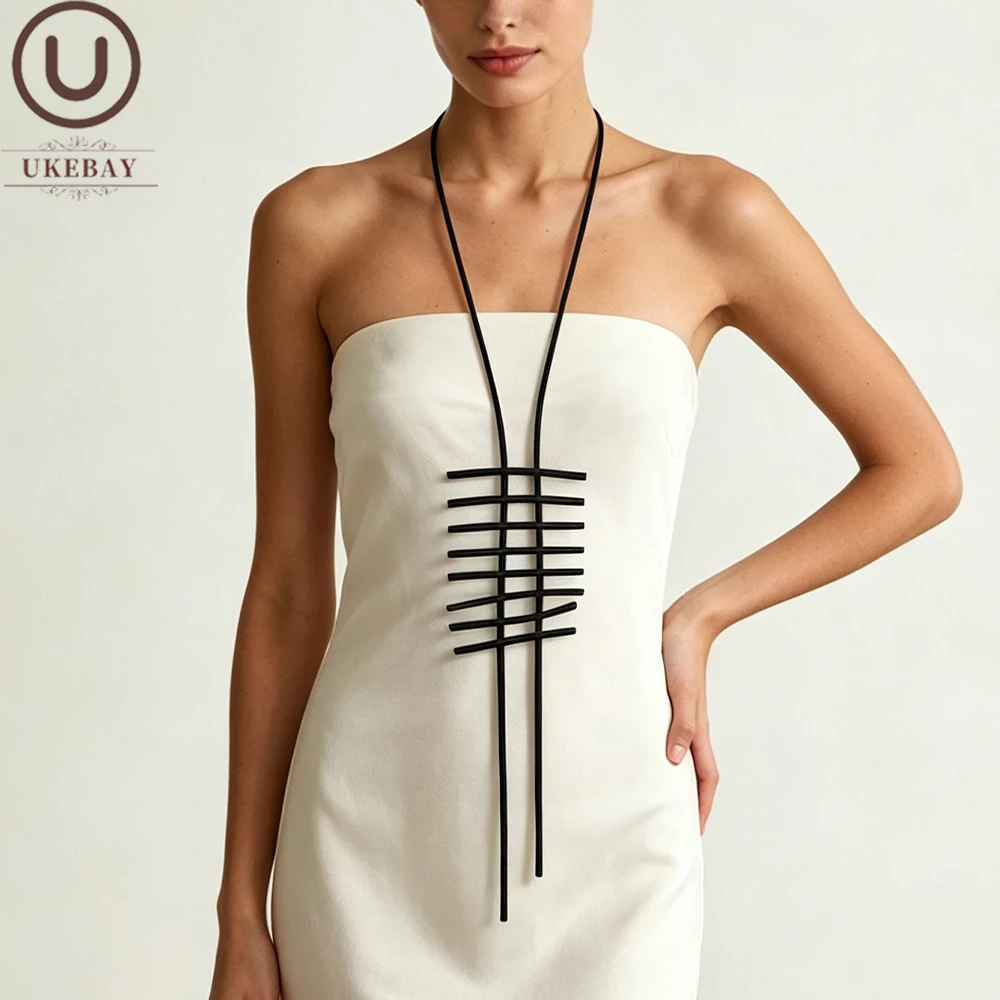 UKEBAY Gothic Pendant Colorful Rubber Necklaces Minimalist Geometric Sweater Fahion Jewelry Lightwieght Daily Clothes Necklace