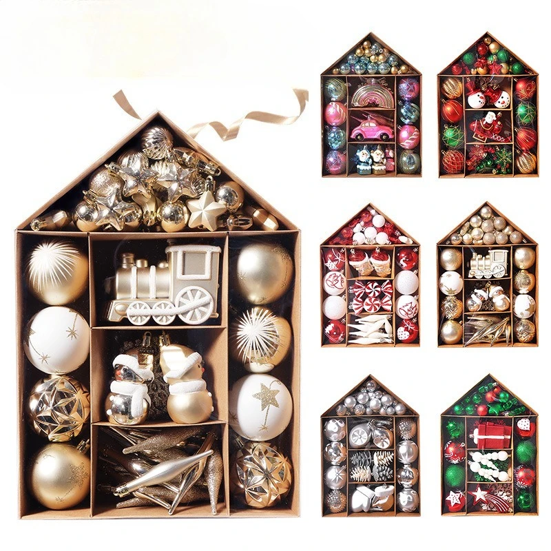 

70 шт./кор. елочные шары, украшение из красного золота, подвесная безделушка, кулон, 2025 рождественские украшения для дома, 2026 новогодние подарки