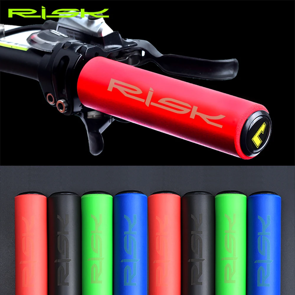 RISK MTB Bike Grips Bicycle Handlebar Grips Ultra-light Antiskid Soft Silicone Cycling Bike Handle Grips Cover Plastic End Plugs