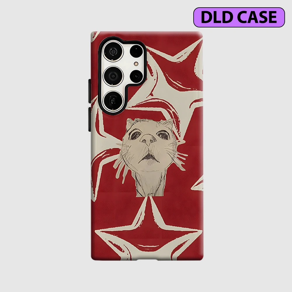 Star Cat S Phone Case for Samsung Galaxy S26 S25 Ultra S24 S23 Ultra Plus Shockproof Double Layer Tough Back Cover